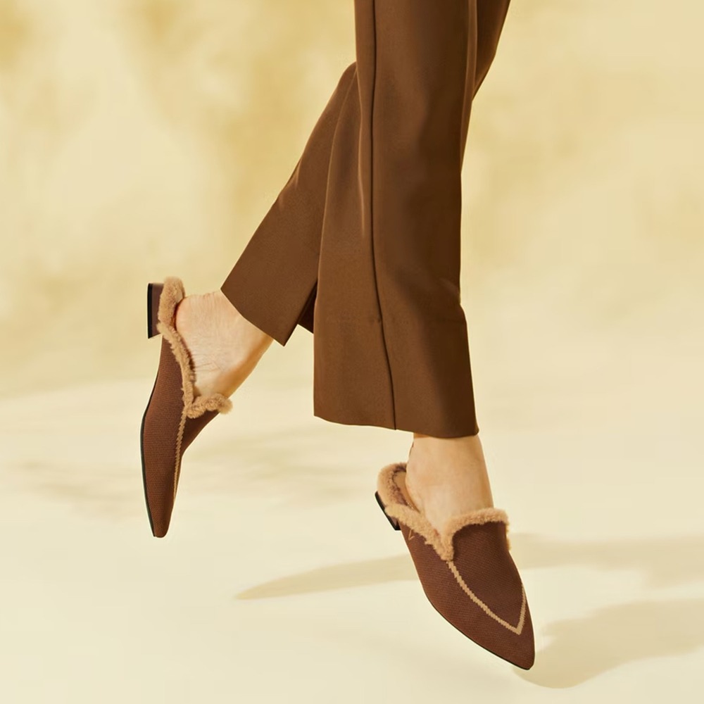 Vivaia | Tina Pointed-Toe Heeled Fluffy Mules‎ Size 38
